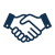 a simple navy icon of a handshake