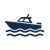 a simple navy icon of a powerboat
